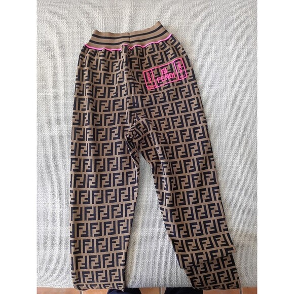 FENDI Brown Zucca Monogram Knit Crop Top & Leggings Set | Size US 4 / IT 40 - Picture 12 of 14